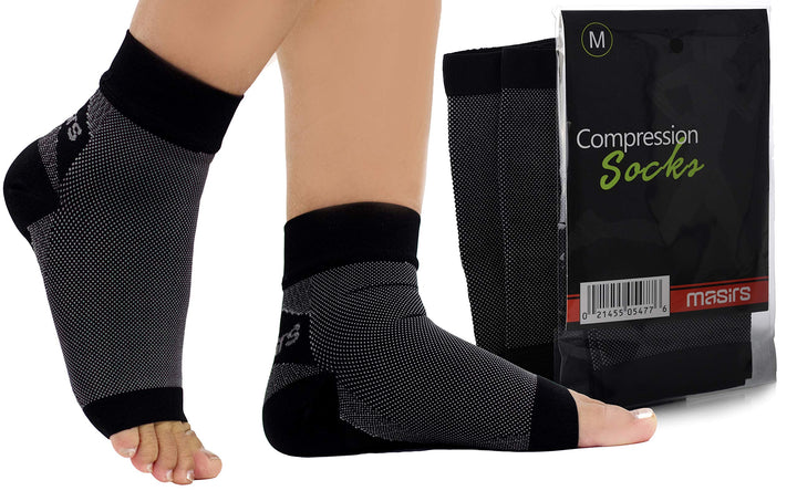 Masirs Ankle Compression Socks - A Toeless foot Sleeve, Splint for Women Neuropathy, Ankle Swelling Relief, Heel Pain.
