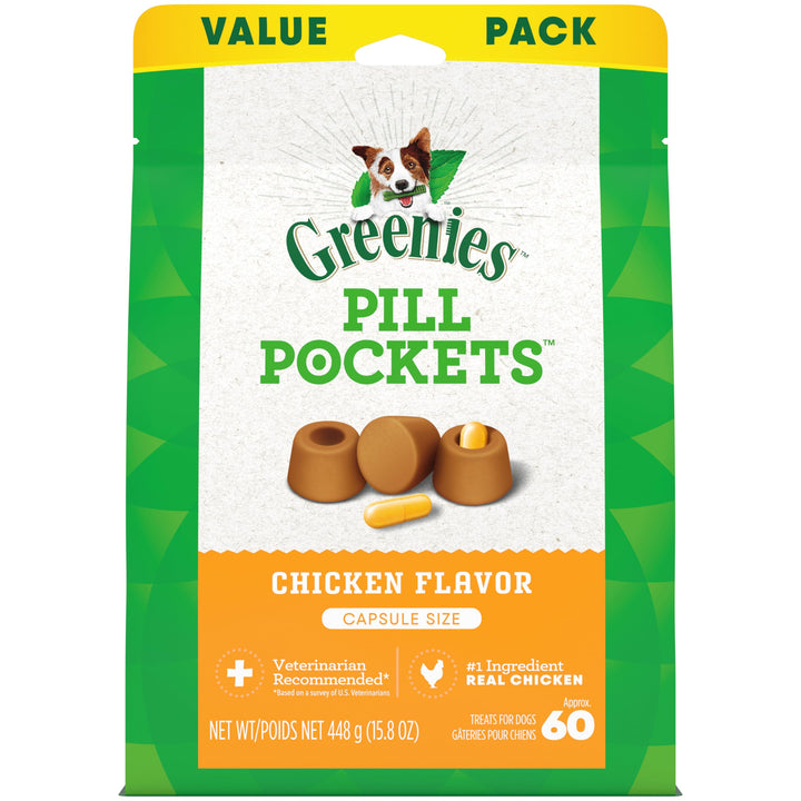 Pill Pockets Large Size Soft Dog Treats for Capsules, Chicken Flavor, Made with Natural Ingredients Plus Minerals &amp; Trace Nutrients, 15.8 oz. (60 Count, Pack of 1)