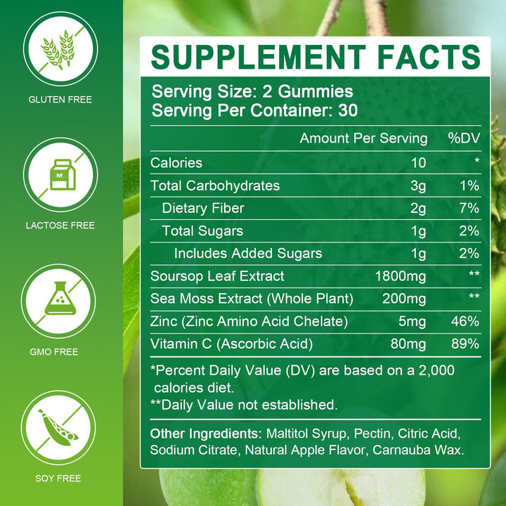 WOGORGT Soursop Graviola Gummies - Soursop Multivitamin