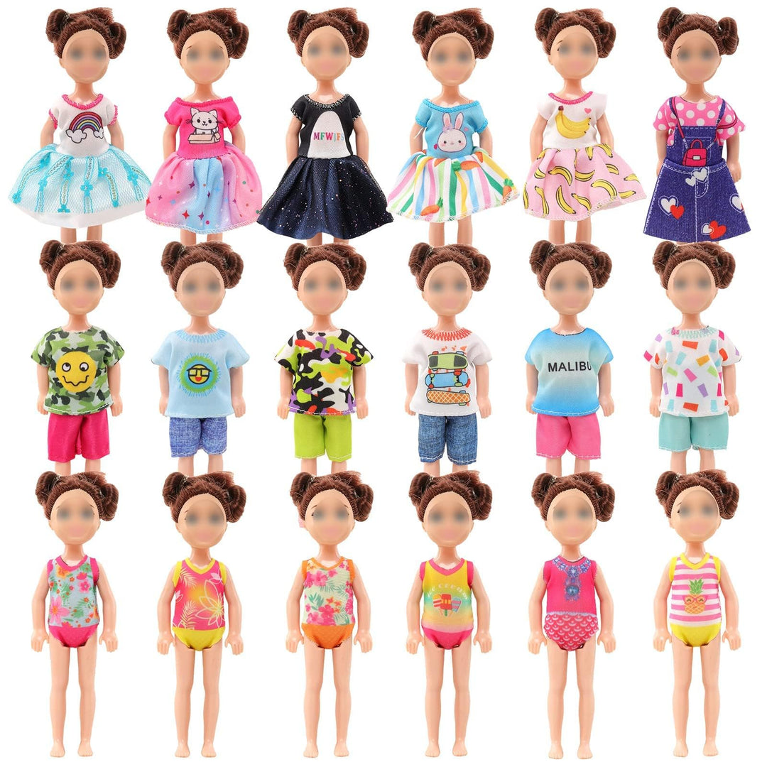 15 Set 5.3 Inch Doll Clothes 5 Outfit 5 Dresses 5 Swimsuits for 4-6 Inch Girl Doll Clothes Dress