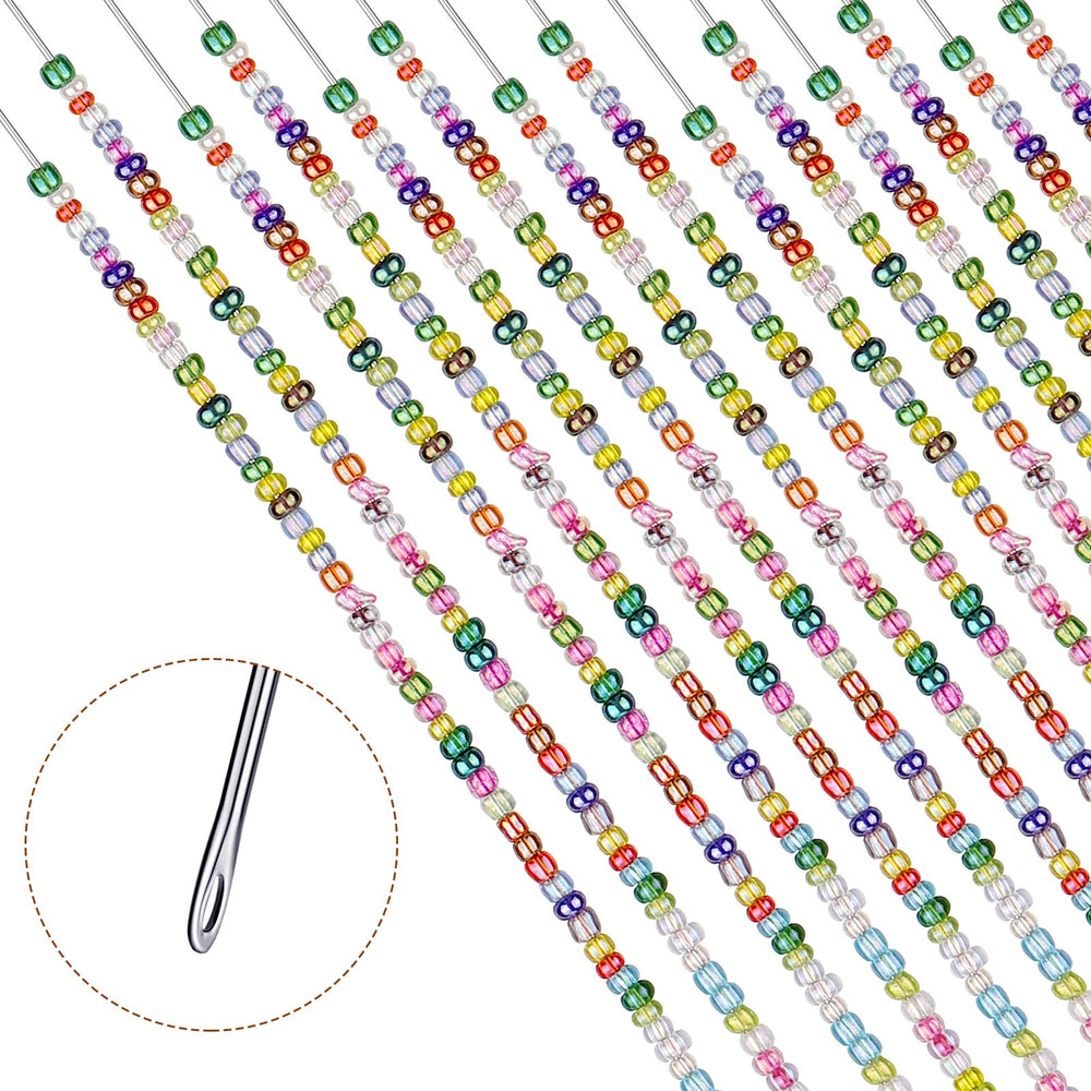 HUSUM 10 Pieces 6 Inches Curved Beading Needle Stainless Bead Spinner Needle String Bead Needle for Spin and String Bead (Silver-10pcs)