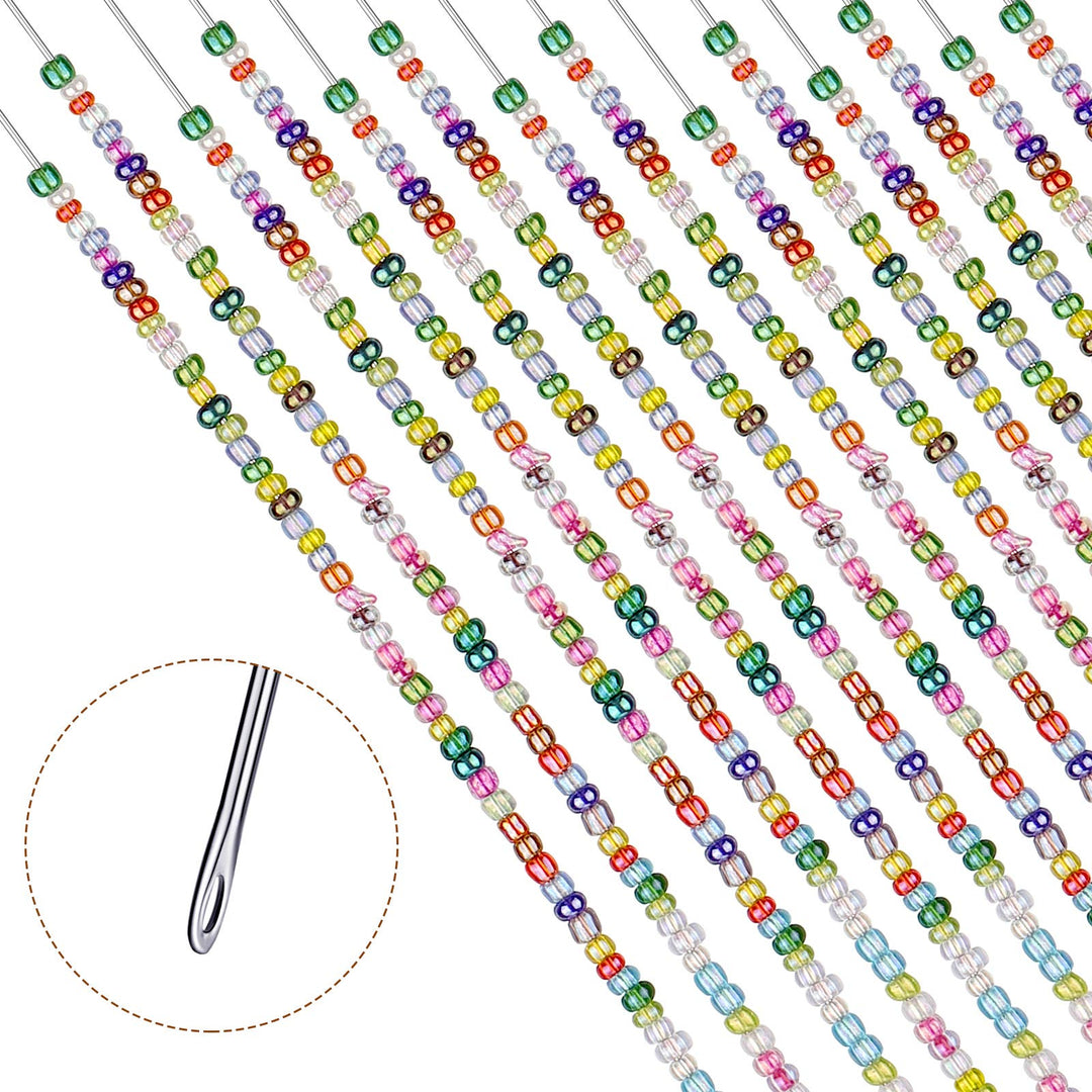 HUSUM 10 Pieces 6 Inches Curved Beading Needle Stainless Bead Spinner Needle String Bead Needle for Spin and String Bead (Silver-10pcs)
