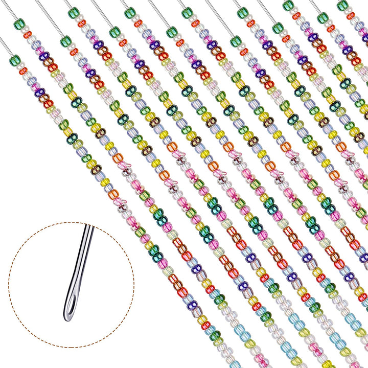 HUSUM 10 Pieces 6 Inches Curved Beading Needle Stainless Bead Spinner Needle String Bead Needle for Spin and String Bead (Silver-10pcs)