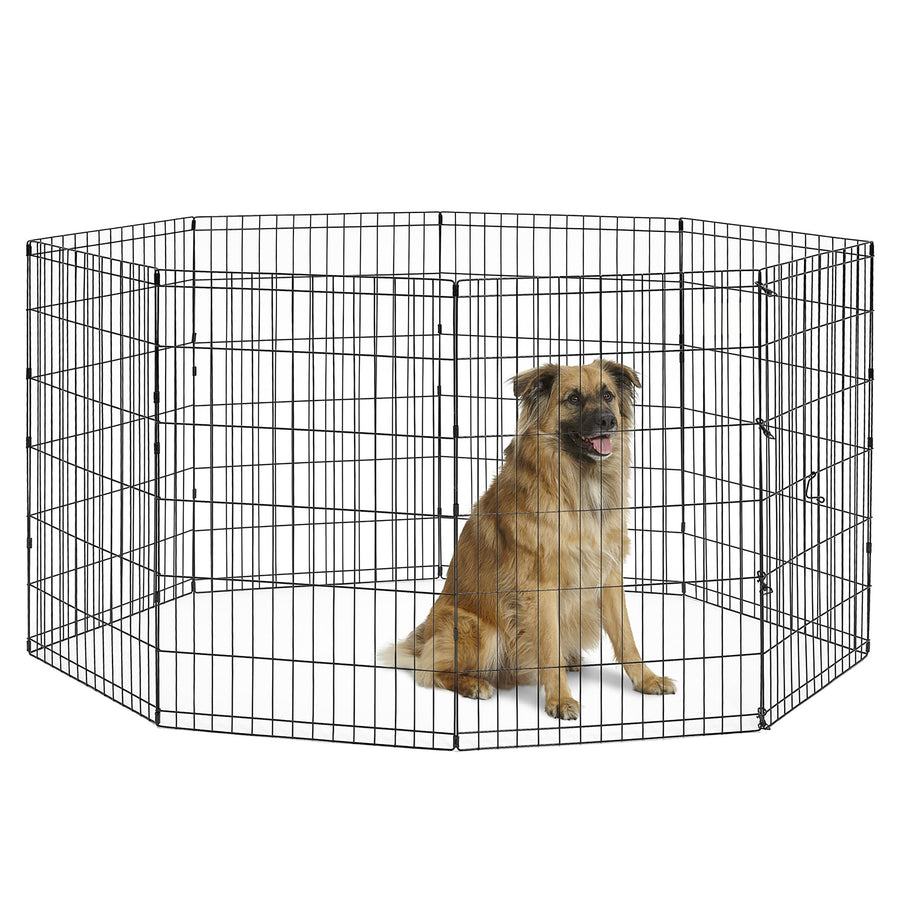 Dog Exercise Pen & Playpen, 24 W x 36 H, No Door, Black