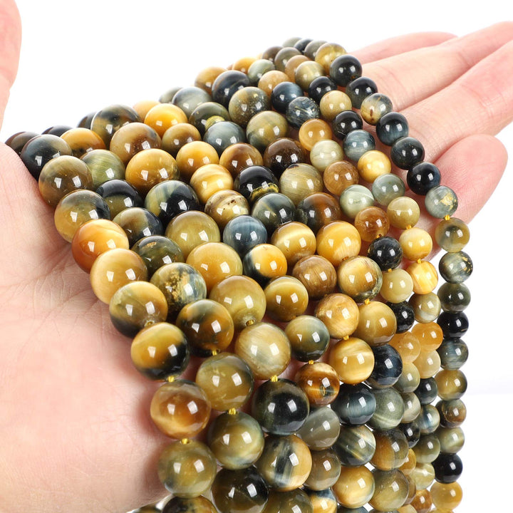 45pcs 8mm Top AAA Natural Stone Beads,Tiger Eye Crystal Gemstone(Brown Beads Tiger Eye) /Smooth Round Loose Beads for Jewelry Making(Bracelet,Necklace, Earrings)-Enjoy DIY Fun