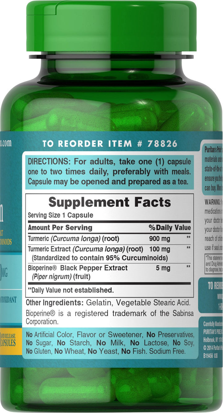 Puritan&#39;s Pride Turmeric Curcumin 1,000mg, Stan