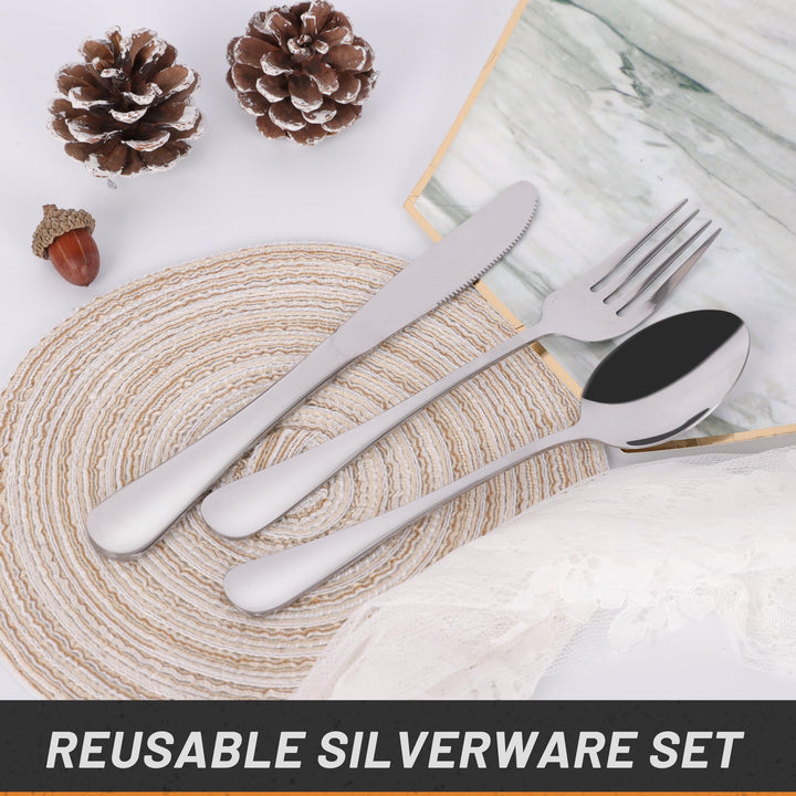 Silverware Set Utensil Set Travel Utensils Spoons and Forks Set Silverware Lunch Utensil Dorm Room Essentials Reusable Utensils Travel Utensil Set with Case Utensil Spoon Fork