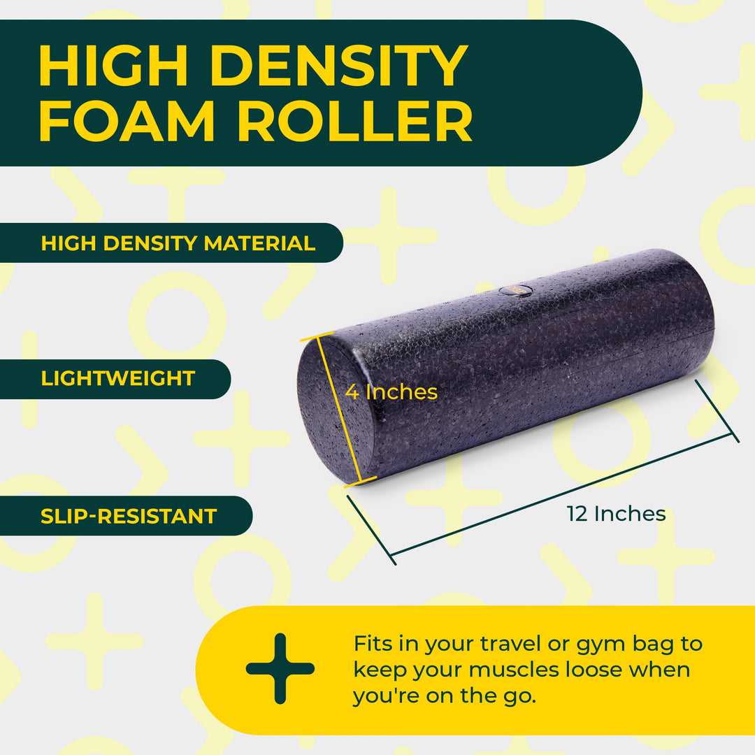 Firm Density, Hard Foam Roller - Travel Size Back Roller Foam for Back Pain, Legs, Shoulders - Exercise Roller Foam - Deep Tissue Massage Roller - Yoga Roller for Myofascial Release