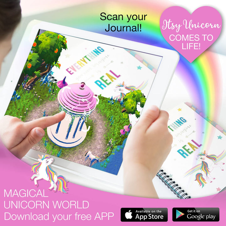 DIY Unicorn Journaling Set/Scrapbook Kit for Girls - Includes Scrapbooking Supplies Plus Augmented Reality Experience (STEM Toys) Use As Kids Planner, Organizer, Diary &amp; Craft Kits