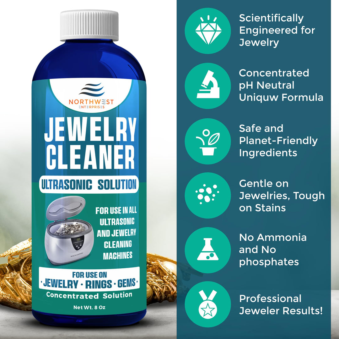 Jewelry Cleaner, Ultrasonic Jewelry Cleaner Solution - The Jewelry Cleaner for Gold, Silver, Platinum Diamonds and Non-Porous Precious and Semi-Precious Jewelry (Pack of 2)