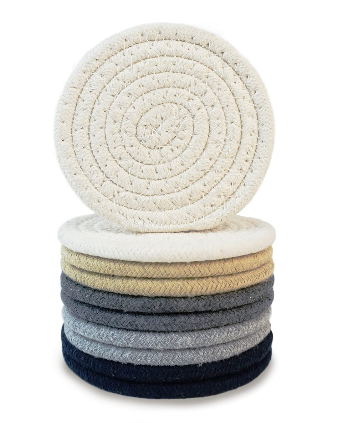 Coasters for Drinks Absorbent, 10 Pcs Absorbent Coasters, 4.3 Inch Drink Coasters, Woven Coasters for Desk Protection