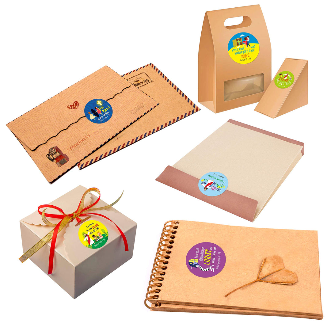1200 Christian Prayer Faith Bible Verse Stickers in 16 Designs with Perforation Line (Each Measures 1.5 in Diameter)