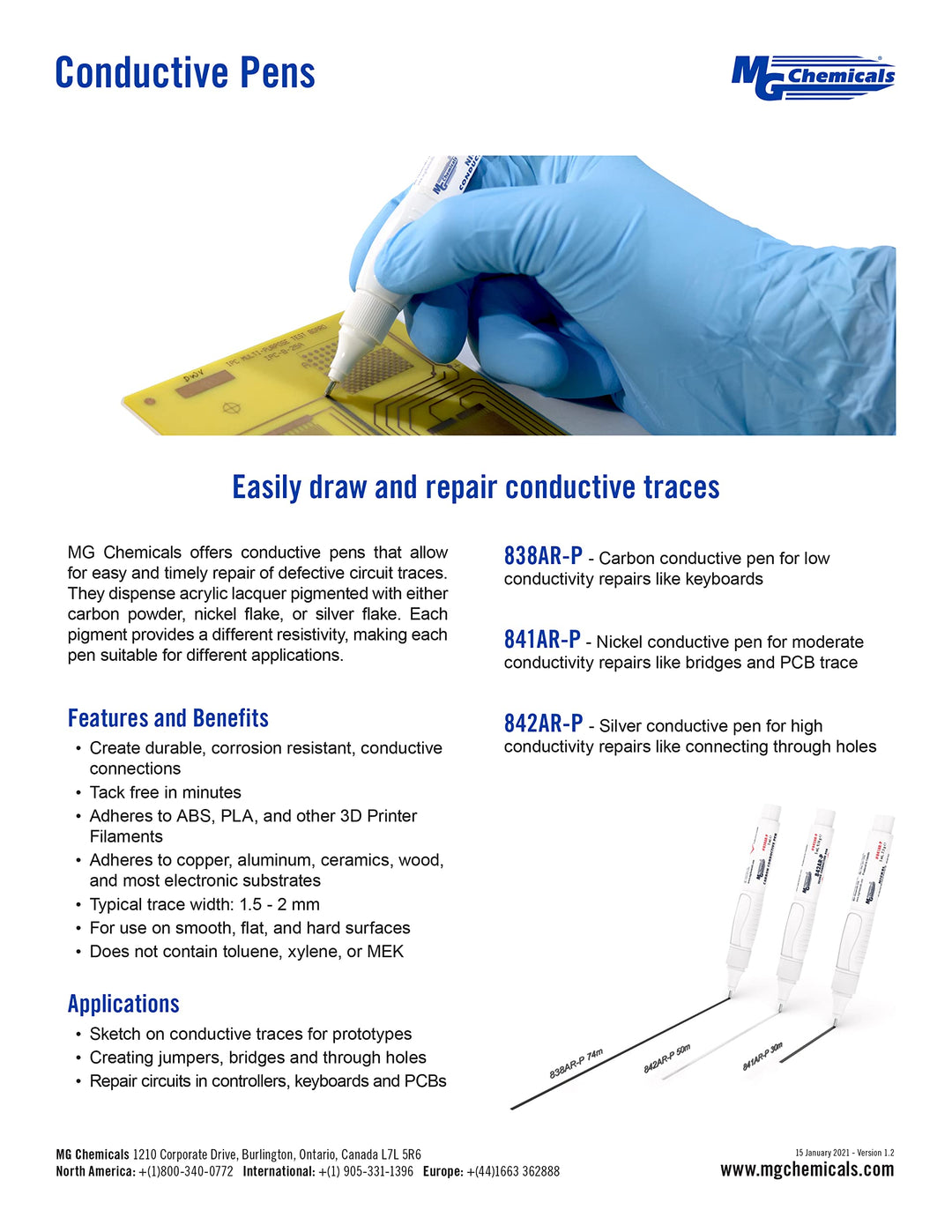 838AR-P Total Ground Carbon Conductive Pen, 4g