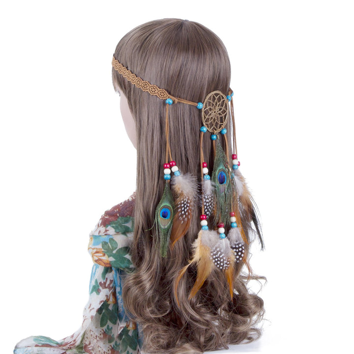 Hippie Headband Feather Dreamcatcher Headdress - AWAYTR