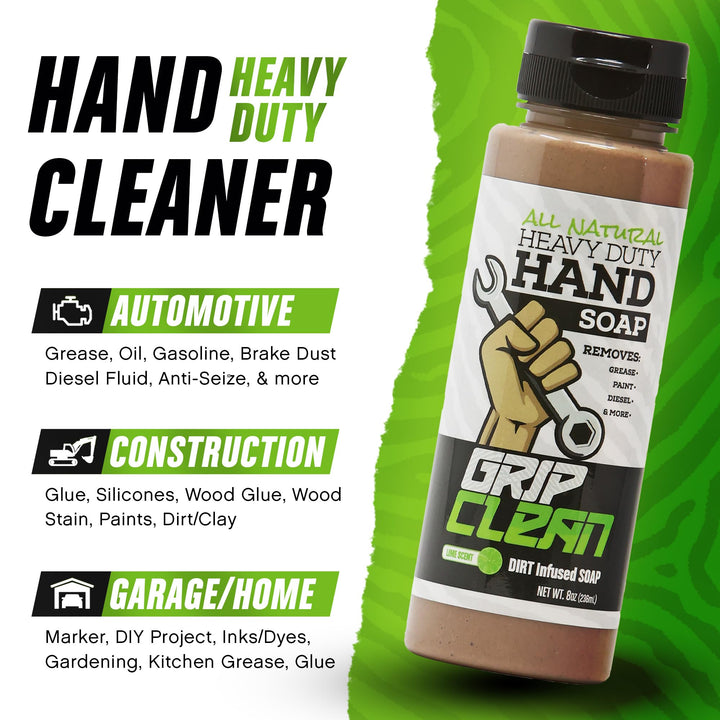- Hand Cleaner for Mechanics – Heavy-Duty Mechanic Soap, Liquid Hand Soap with Natural Pumice &amp; Clay to Absorb Tough Grease, Oil &amp; Dirt – Moisturizing Coconut Oil, Lime Scent (8oz)