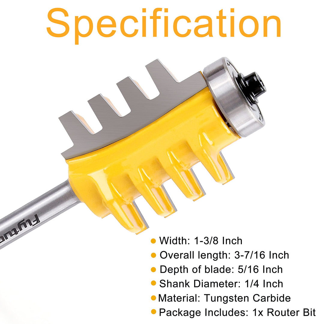 Reversible Finger Glue Joint Router Bit 1/4 Shank, Bearing Finger Woodworking Joint Router Bit Set for for DIY Door Table Cabinet Shelve Furniture