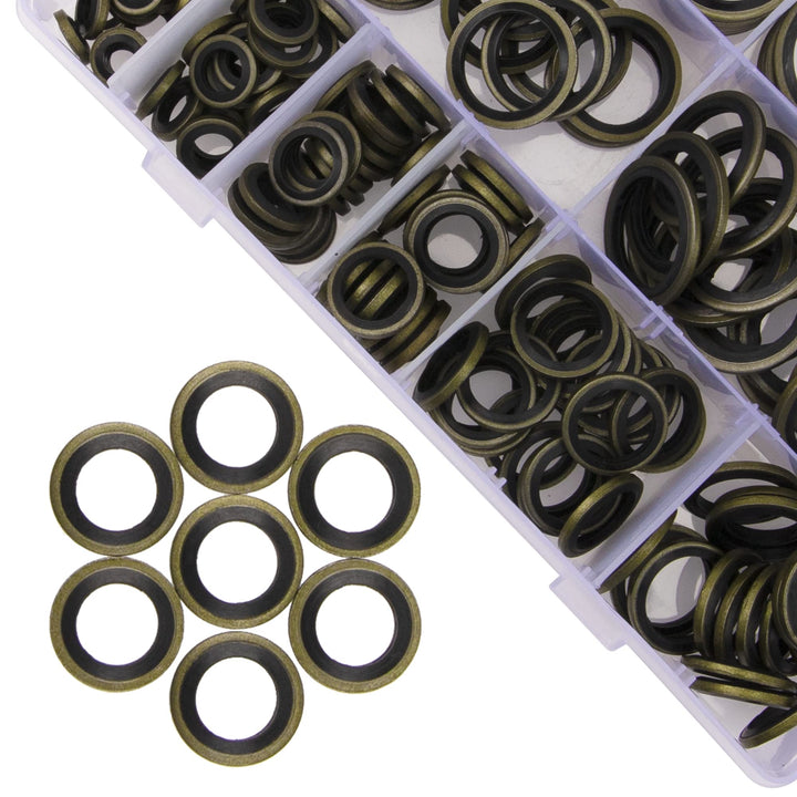 Rrina 200Pcs Metric Dowty Bonded Seal Oil Washer Assort