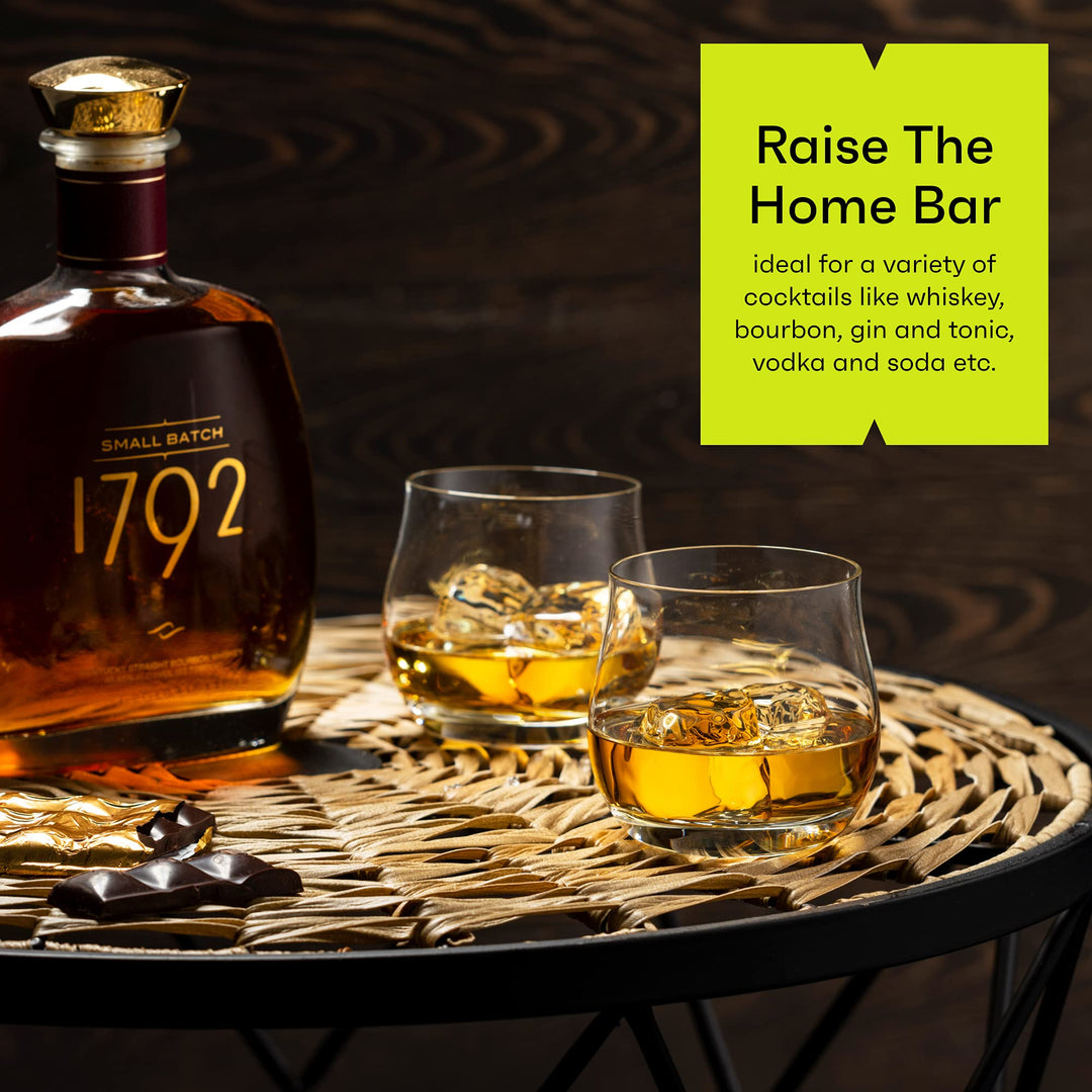 Whiskey Bar Glasses Set of 6 | Luxurious 10 Ounce Old Fashioned Glassware Set | Our Scotch &amp; Bourbon Glass Tumblers Make A Great Gift Idea For Cocktail Enthusiasts |Rock Glasses Made in Europe