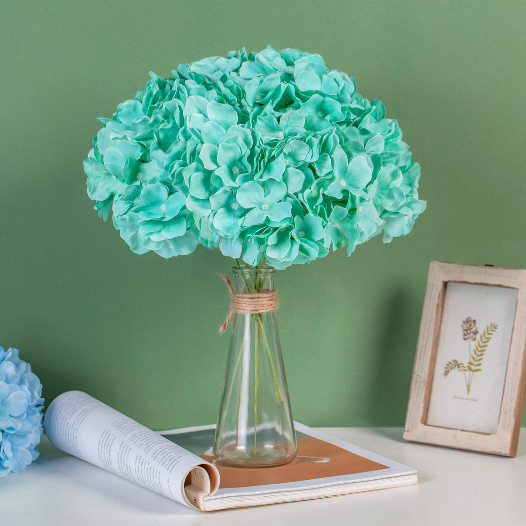 Hydrangea Silk Fake Flowers Heads with Stems, Pack of 10 Full Artificial Flowers for Decoration Wedding Home Party Shop Baby Shower, Room Decor for Bedroom Aesthetic
