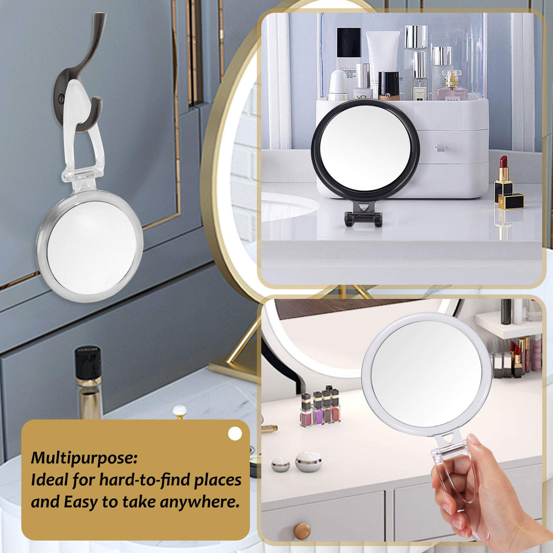 Magnifying Mirror 20x / 1x Two Sided, Double Sided Magnifying Mirror with Stand, Magnified Hand Mirror for Makeup, Blackhead/Comedone Removal (5inch,20X/1X, Black)