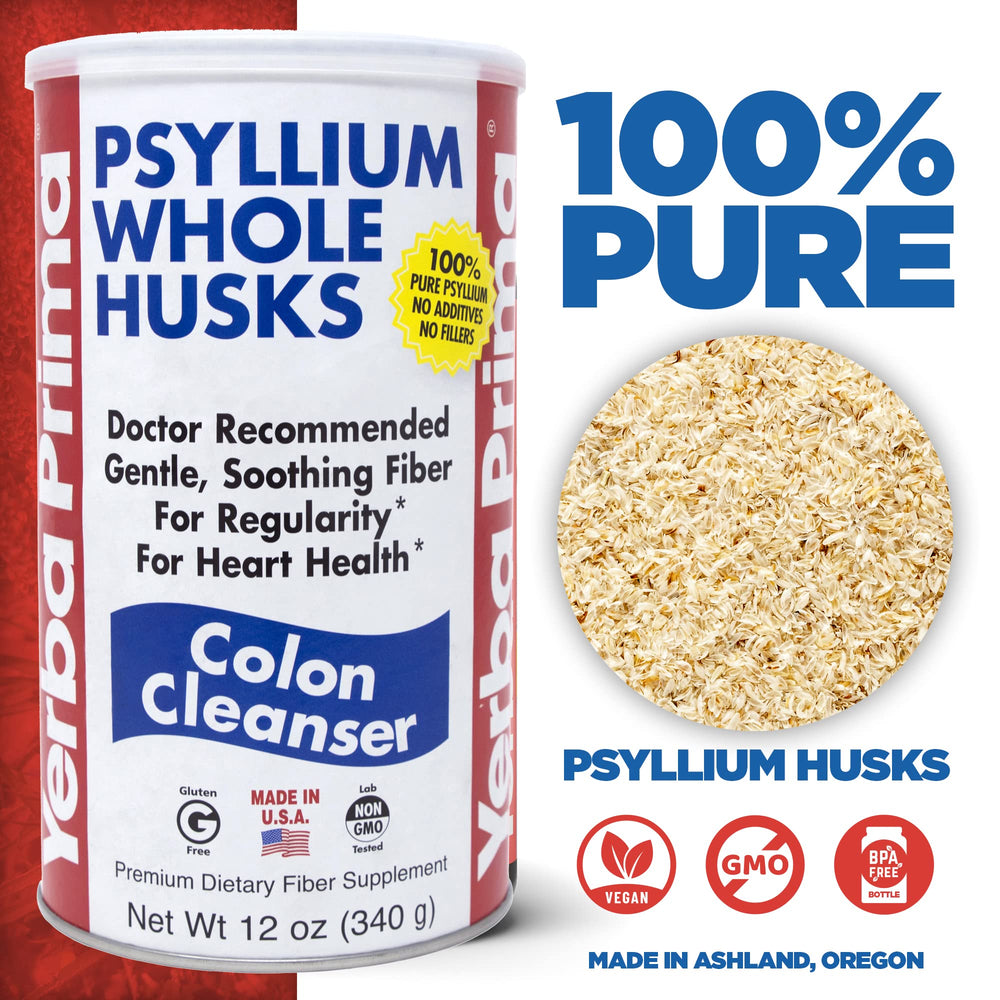 Psyllium Whole Husks, Colon Cleanser 12 oz (Pack of 2) - All Natural Dietary Fiber, Pure Premium Psyllium, Lab-Tested Non-GMO, Gluten-Free Fiber, Made in The USA