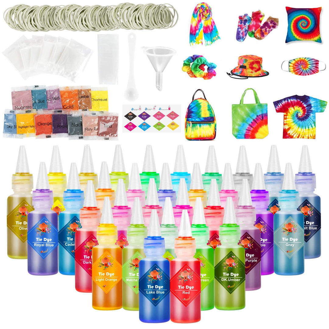 PINJAT DIY Tie Dye Kits, 32 Colors DIY Tie Dye Set with