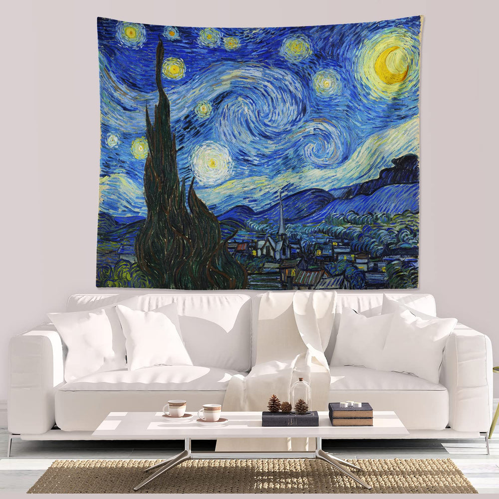 Van Gogh Tapestry, Starry Night Wall Hanging for Bedroom, Vintage Aesthetic Dorm Wall Tapestry Background,Artistic World Classic Famous Art Masterpiece Home Wall Decor, 59 x51 Inches