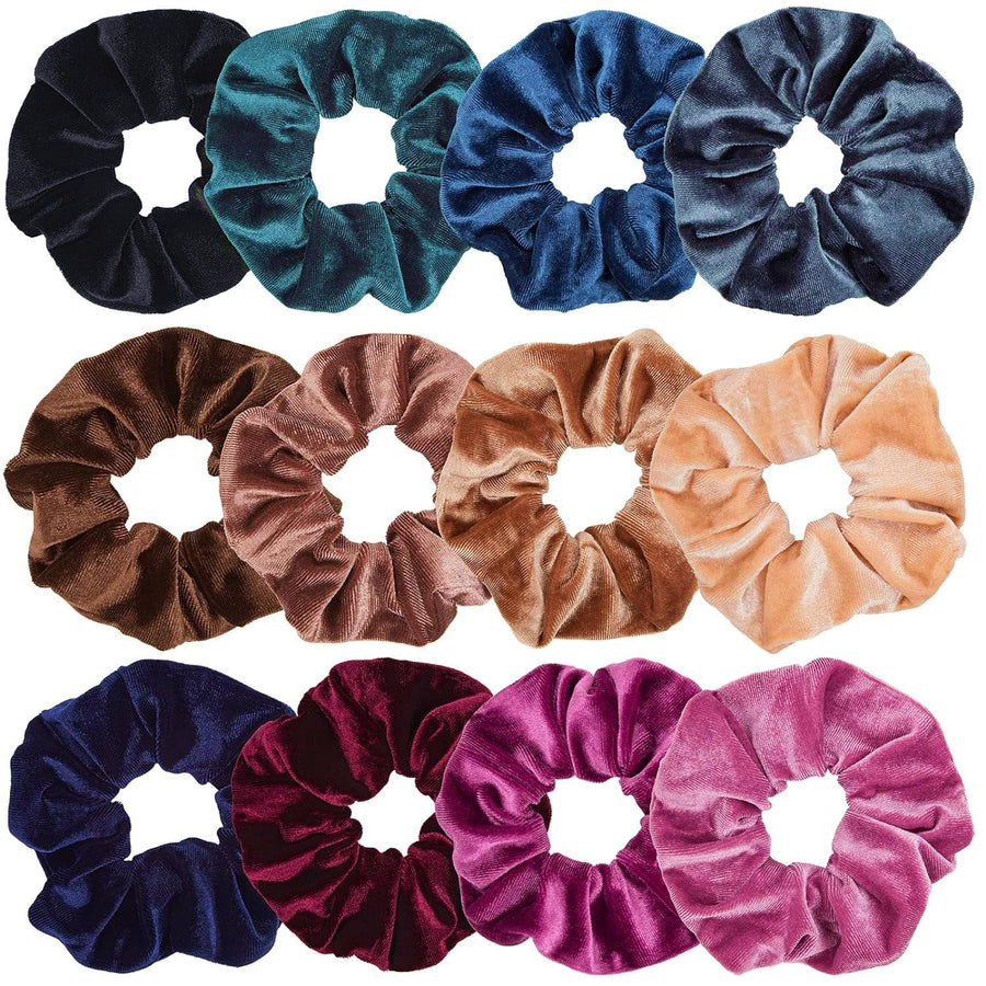 12 Pcs Hair Scrunchies Velvet Elastic Hair Bands Scrunchy Hair Ties Ropes Scrunchie for Women or Girls Hair Accessories - 12 Assorted Colors Scrunchies
