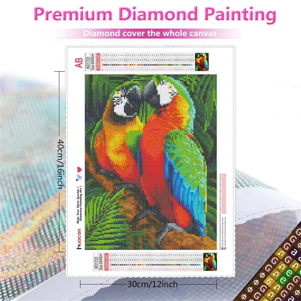 Diamond Painting Kits for Adults, Full Square Drill Parrot Diamond Art, Diamond Dots for Adults, Paint by Diamonds for Beginner, DIY Gem Crafts Home Wall Decor 11.8x15.7inch/30x40cm