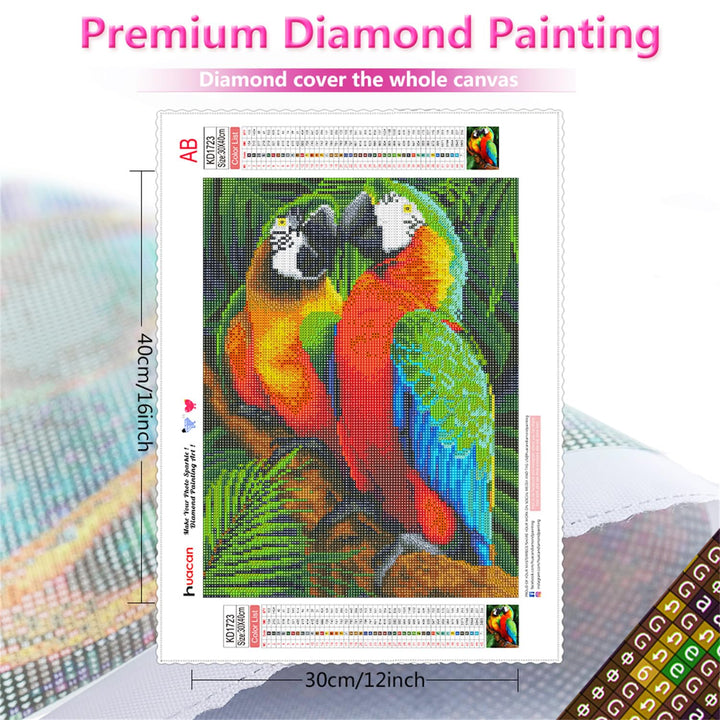 Diamond Painting Kits for Adults, Full Square Drill Parrot Diamond Art, Diamond Dots for Adults, Paint by Diamonds for Beginner, DIY Gem Crafts Home Wall Decor 11.8x15.7inch/30x40cm