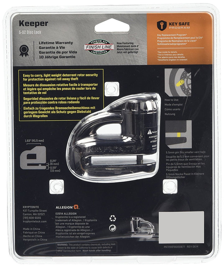 000877 Keeper 5s Black Chrome Disc Lock, one Size
