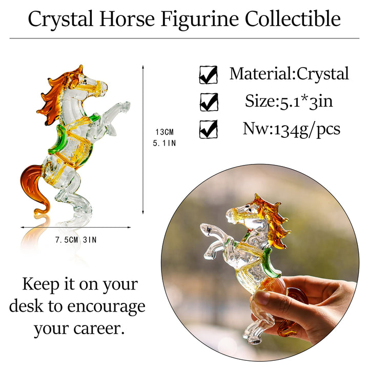 H&amp;D HYALINE &amp; DORA Crystal Standing Horse Figurine Collectible Glass Animal Statue Decoration Ornaments for Home Office Table