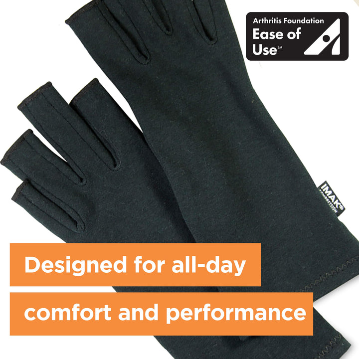 Imak - Compression Arthritis Gloves for Pain &amp; Stiffness of Hands, One Pair of 2 Gloves - Black, Medium