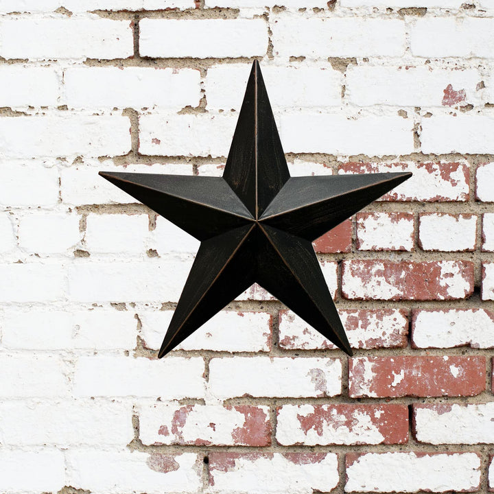 T&amp;Garice Dimensional Metal Antique Barn Stars Wall Decor Rustic Country Primitive Star Outdoor Decor,3D Barn Star 4th July Wall Indoor Outdoor