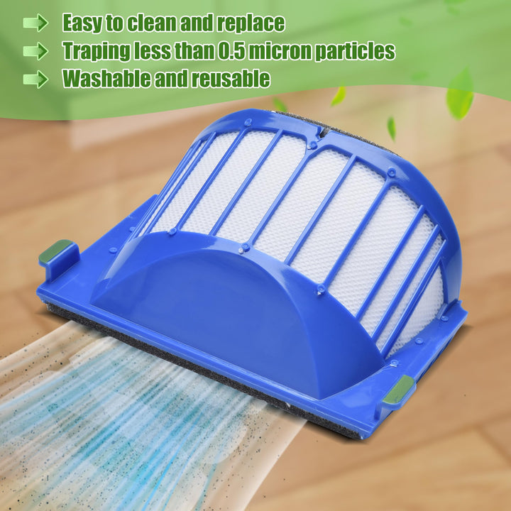 Replacement Accessories Kit Compatible for iRobot Roomba 675 677 671 655 645 Robotics,4 Filter,4 Side Brush,1 Bristle and Flexible Beater Brush,2 Cleaning Tool