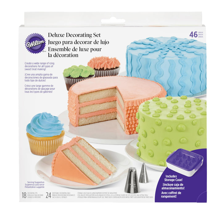Cake Decorating Supplies Kit - Decorate Treats with Your Organized Decorating Tool Set, Disposable Pastry Bags, Stainless Steel Icing Tips and Spatula, 46-Piece