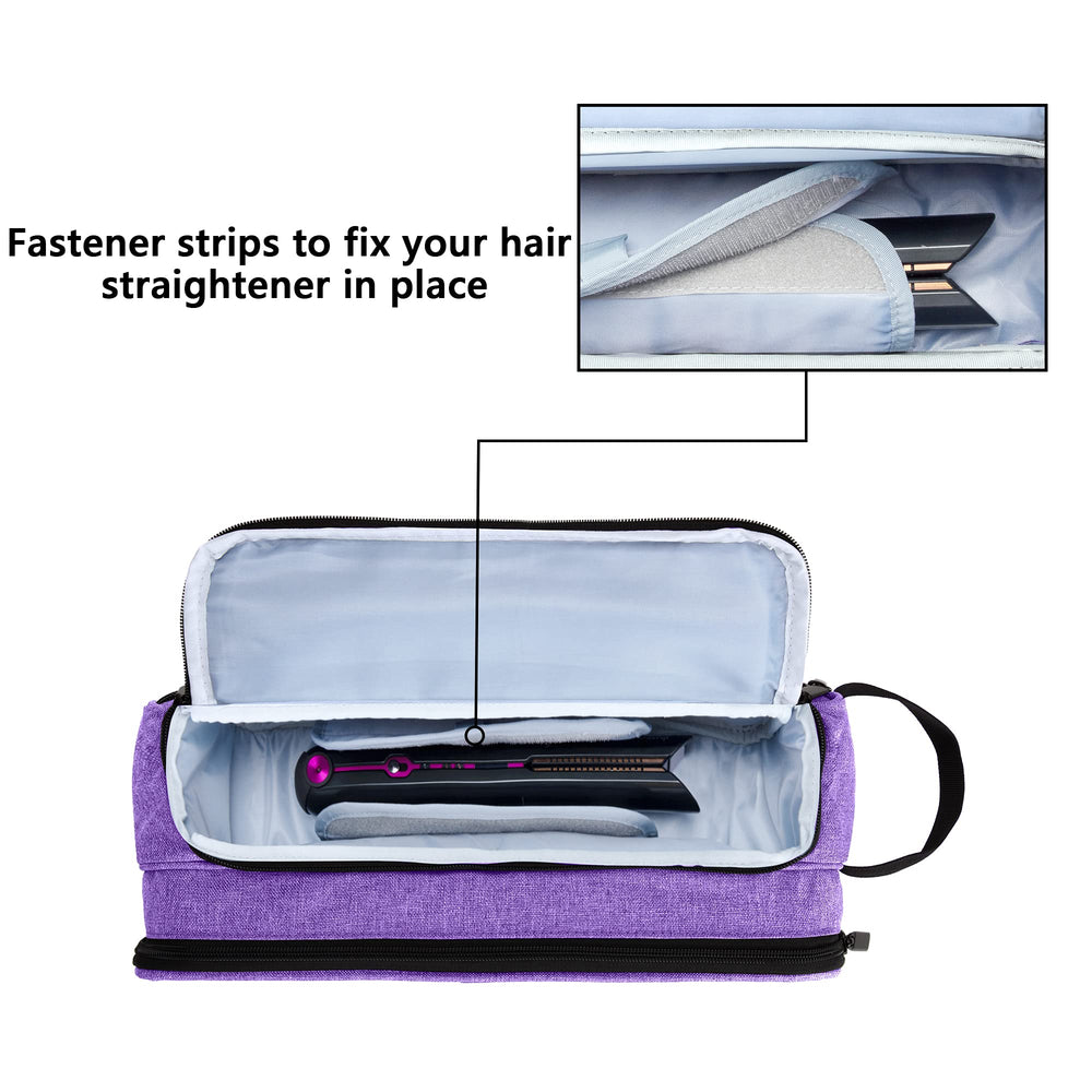 Travel Storage Bag Compatible with Dyson Corrale Hair Straightener, Portable Travel Organizer for Hair Straightener and Attachments, Purple