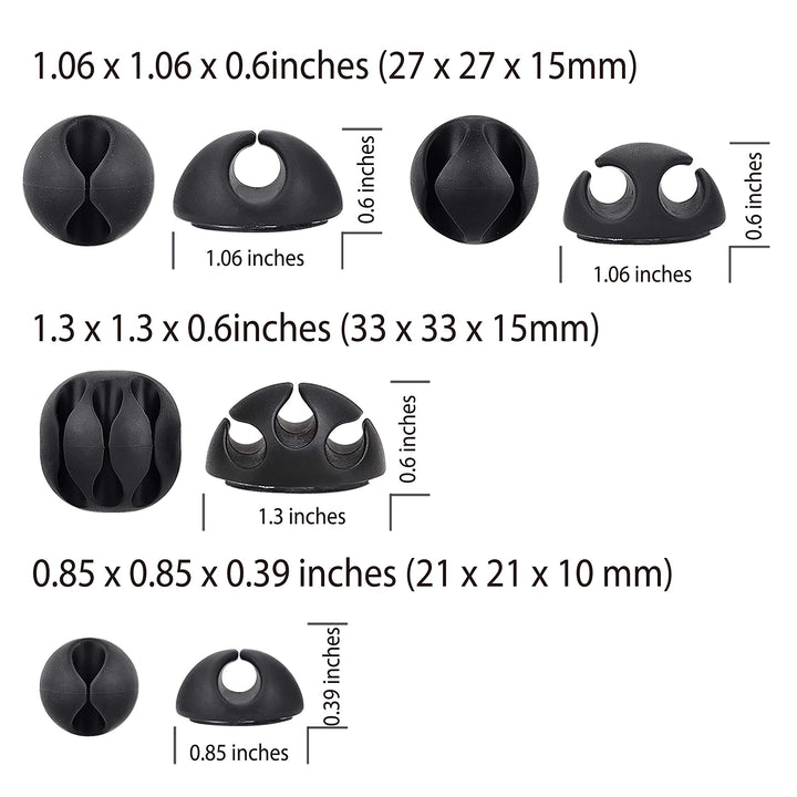 12 Pack Long Lasting Cable Clips, Desktop Cord Holder Hider, Charging Cable Drop Organizer Management System for TV PC Laptop Home Office