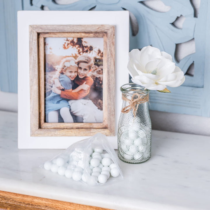 White Marbles for Vases | Glass Marbles Bulk Vase Fillers | Glass Beads for Vases, Round Marble 1lb, (Approx. 80 pcs)