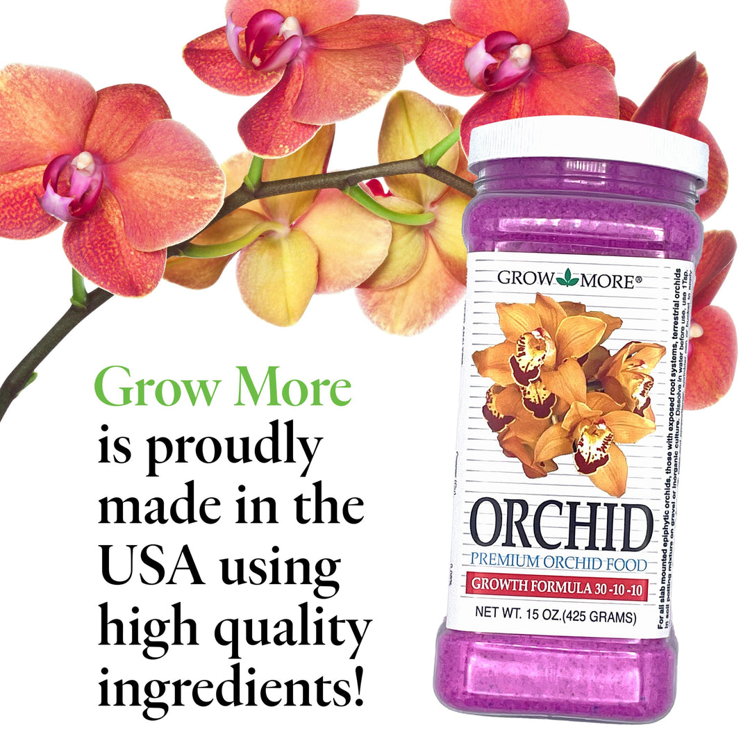 Premium Growth Formula 30-10-10 Orchid Food Fertilizer - 15oz Water Soluble Orchid Fertilizer for Robust Growth &amp; Vibrant Blooms - High Nitrogen Fertilizer Orchid Plant Food