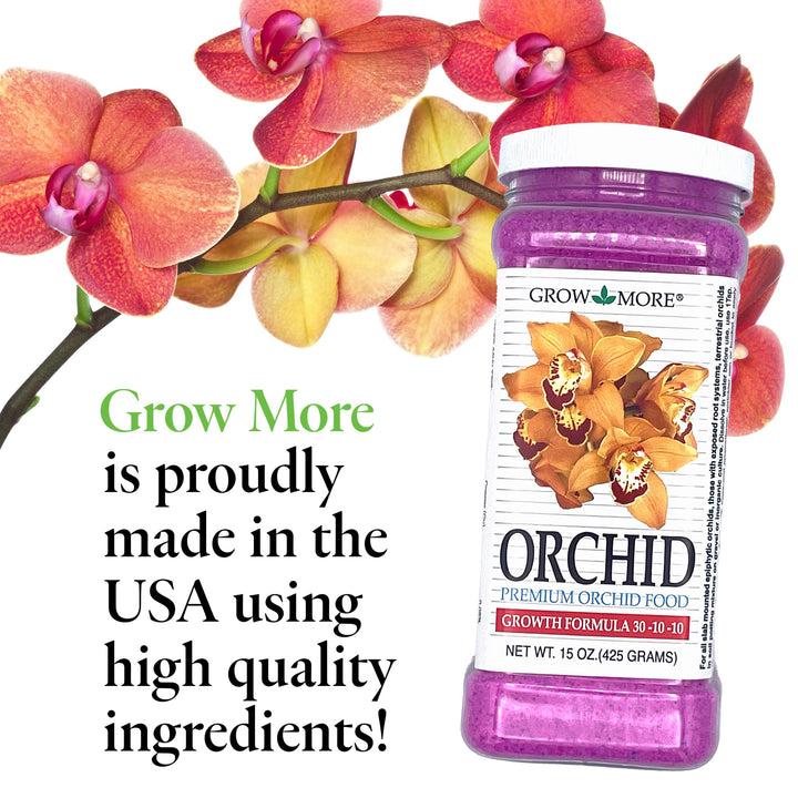 Premium Growth Formula 30-10-10 Orchid Food Fertilizer - 15oz Water Soluble Orchid Fertilizer for Robust Growth &amp; Vibrant Blooms - High Nitrogen Fertilizer Orchid Plant Food