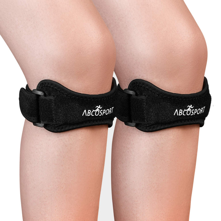 Abco Tech Patella Knee Strap - Knee Pain Relief - Tendon and Knee Support for Running, Hiking, Soccer, Basketball, Volleyball and Exercise - Runners Knee Stabilizer - Adjustable Band (Nylon)