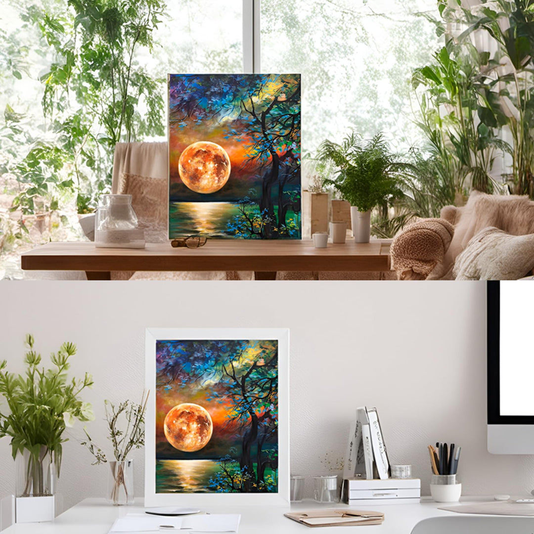 Large Diamond Art Kits for Adults - Moon 5D DIY Diamonds Painting Dots Art for Adults Full Drill Round Gem Painting Crystal Craft Kit for Adults for Wall Décor (20x16inch Moon) (20×16in, Moon)