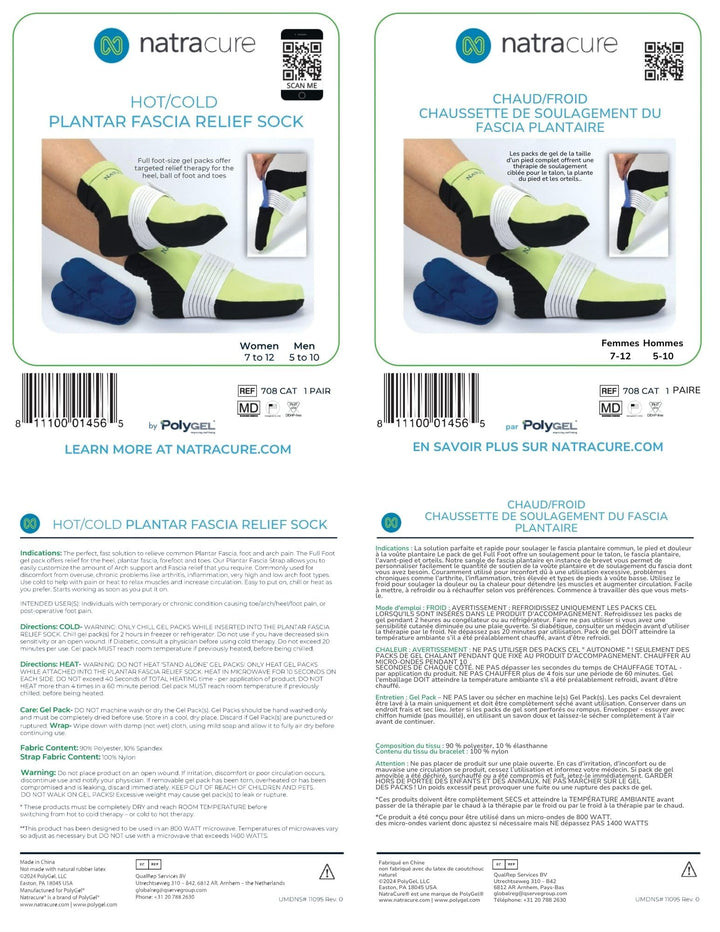 NatraCure Plantar Fasciitis Cold Therapy Socks with Com