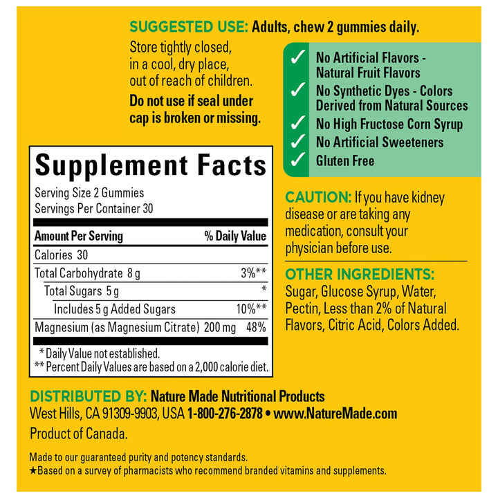 Nature Made High Absorption Magnesium Citrate 200 mg, D