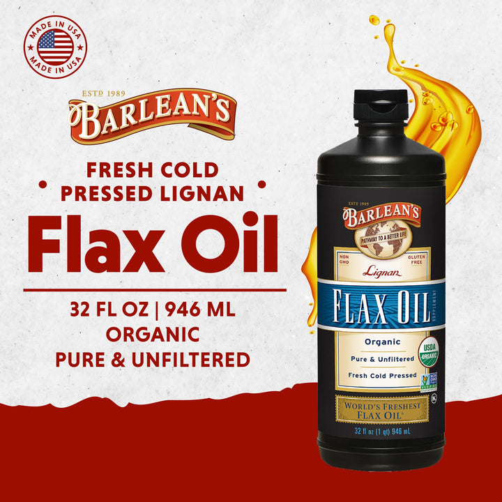 Barlean&#39;s Organic Lignan Flaxseed Oil Liquid Su