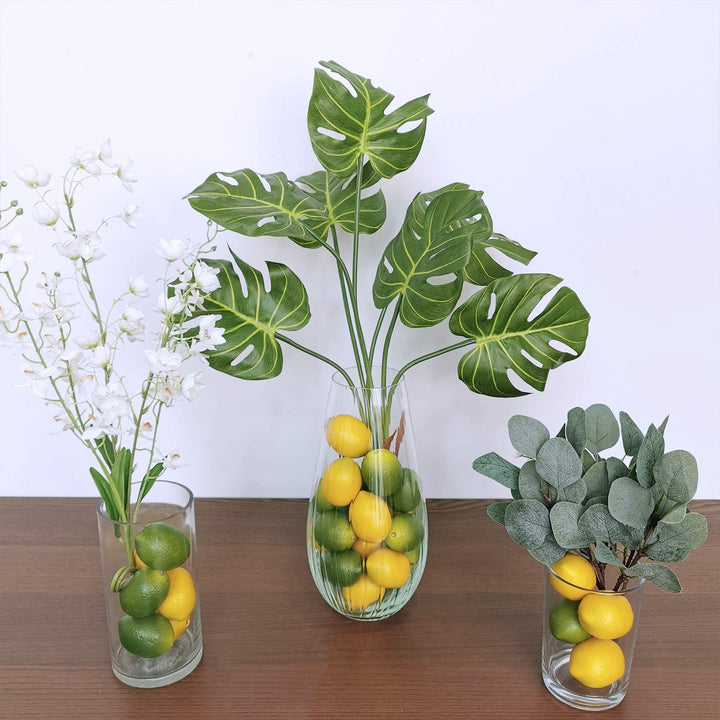 28 Pcs Fake Lemon Artificial Fruits Vivid Green and Yellow Lemon Mixed Set Lifelike Simulation Fruit for Home House Kitchen Party Decoration