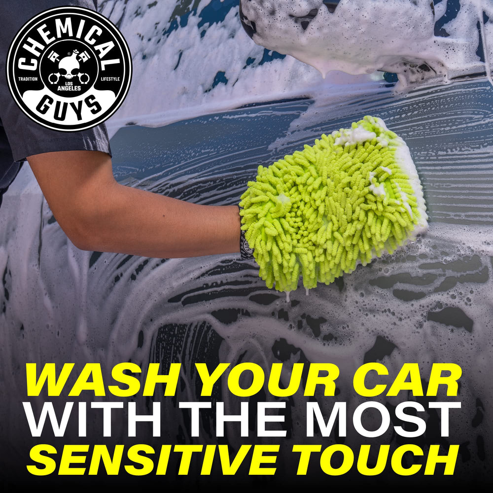 MIC493 Chenille Premium Scratch-Free Microfiber Wash Mitt, Lime Green, 9.6 x 2.3 x 7