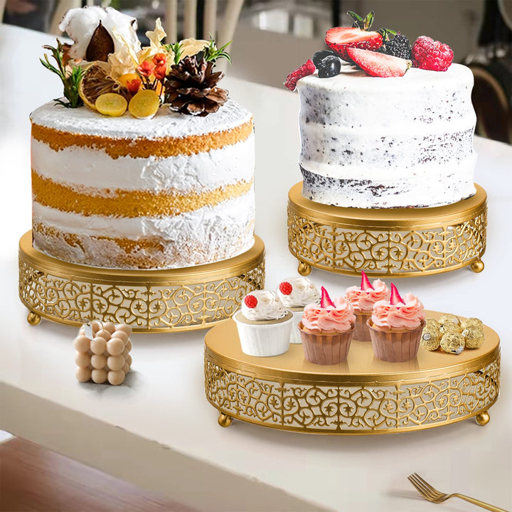 3 Pack Cake Stands, Metal Cake Stands, Dessert Display Cupcake Stands, Cupcake Pastry Candy Display Plate for Wedding, Event, Birthday Party