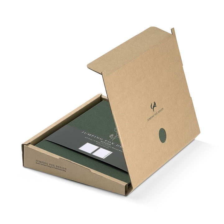 Jumping Fox Design Linen Fabric 6 Ring A5 Binder, 0.75 Inch Small Binder, for 6 Hole Punch A5 Refill Paper and Planner Inserts (6 Round Ring, 0.75, Forest Green)
